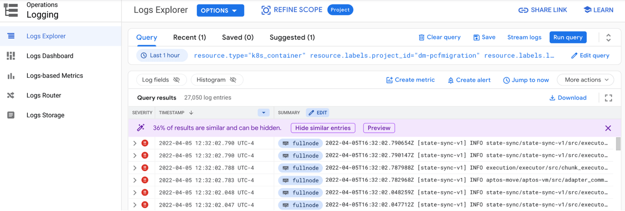 GKE Workloads Pod Logs Explorer截图